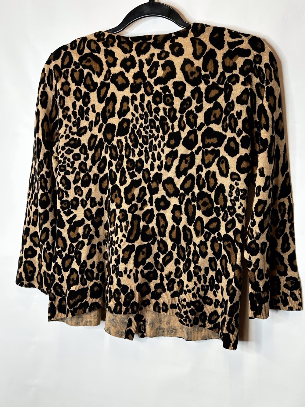 LOFT Leopard Print Button-Front Cardigan - Black & Beige - Picture 4 of 5